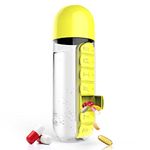 Asobu Combine Daily Pill Box Organizer with Water Bottle, Yellow