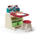 Step2 Flip & Doodle Easel Desk with chair for children | 2-in-1 children's desk and painting easel made of plastic | Creativity table with storage space