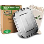 Blockhütte Stainless Steel Food Containers I 1200ml I 3 Compartments, Spare Seal I Stainless Steel Bento Box I Salad Lunch Boxes for Adults, Kids I 2 Movable, Removable Divider I Leakproof