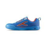 Hundred Court Flyer Non-Marking Badminton Shoes | All Indoor Sports | Lightweight, Breathable & Durable | X-Cushion | Active Grip Sole (Blue/Orange ; UK 9)