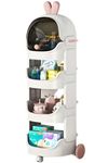 POLKA TOTS Multi-Purpose Kids Storage 4 Tier Organizer Drawer Rack - A Vibrant and Durable Storage Solution with Drawers for Organizing Toys, Books, and Clothing's (Rabbit Shape, White)