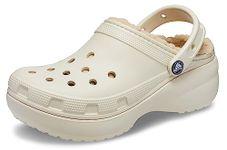 Crocs Women's Classic Platform Lined Clogs, Bone, 8 Women