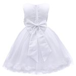 iEFiEL Girl Flower Petals Dress Formal Wedding Bridesmaid Party Christening Princess Dresses White 3 Years