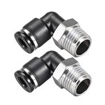 sourcing map Push to Connect Tube Fitting Male Elbow 6mm Tube OD X 1/4NPT Thread Pneumatic Air Push Fit Lock Fitting 2pcs