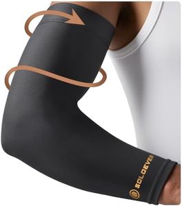 [360° Full Coverage] Copper Arm Sleeves for Men & Women, [Ultra Breathable] Arm Brace for Forearm, Bicep, Triceps, Tennis Elbow, Basketball, Golf, Arthritis, Tendonitis, Bursitis (Black, L/XL)