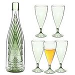 5Pcs Stackable Champagne Glasses Set,Reusable Unbreakable Wine Flutes with Bottle Container,Shatterproof Elegant Transparent Stemmed Goblet Barware,Perfect for Party,Wedding,Birthday