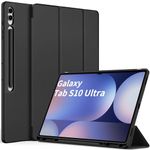 EasyAcc Case for Samsung Galaxy Tab S10 Ultra 2024/ S9 Ultra 14.6 Inch 2023/ S8 Ultra 2022, Wake Up/Sleep Funtion Ultra Thin Case for Galaxy Tab S10 Ultra, Slim PU Leather Protective Case, Black