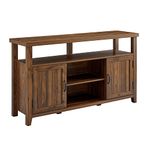 Walker Edison Kent Modern Rustic Grooved Door Tall TV Stand for TVs up to 65 Inches 58 Inch Dark Walnut