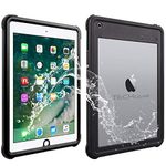 TECHGEAR Waterproof Case for iPad 9.7" 6th Gen 2018 / 5th Gen 2017 [Poseidon Case] Slim Rugged Armour Shockproof Waterproof Case with Built-in Screen Protector + Stand & Neck Strap fit Apple iPad 9.7"