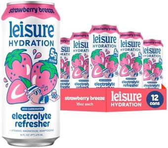 Leisure Hydration Non-Carbonated Electrolyte Refresher, Strawberry Flavor - Low Sugar Nutrient Enhanced Water Beverage - Get The Best Hydration Packed w/ Magnesium & Ashwagandha For Mood & Stress Support, Non-GMO, 16 oz (12-Cans)