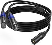 LanSenSu 1 Male to 2 Female XLR Y Splitter Micrphone 6.6ft, 3pin XLR Female to Dual XLR Male Y-Splitter Balanced Mic Audio Cables for Stereo Mic to L & R Audio Track (1Pack)