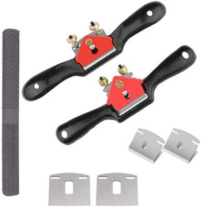 Adjustable Spokeshave Set 2pcs with 4 Metal Blades, 4-Way Wood Rasp File & Manual Planer – Perfect for Planing, Trimming, Carving, and Deburring in Woodworking