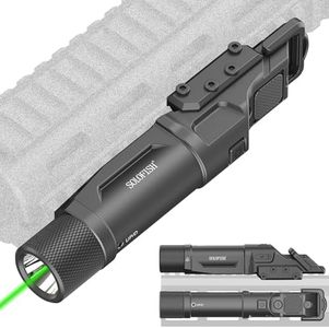 Solofish 1750 Lumens Green Laser Light Combo is Compatible with Picatinny/Mlok Rail for Rifle, Rechargeable Weapon Flashlight with Strobe/Momentary, with Switch Protection Guard
