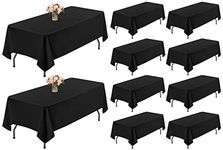 Showgeous 10 Pack Black Tablecloth 60 x 126 Inch, Rectangle Black Table Clothes for 8 Foot Table, Wrinkle Resistant Washable Polyester Fabric Table Cover Cloth for Wedding Dining Table Buffet Parties