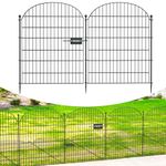 Decorative Garden Metal Fence 15 Pack with Gate, 32 in (H) x 35.4 ft (L) No Dig Dog Animal Barrier for Yard, Animal Ground Stakes Fencing for Garden, Patio, Flower Bed