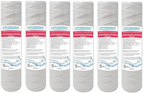 Cartuccia Filtro Filo Avvolto 10 Pollici Micron 1 Polipropilene SEDIMENTI Set 6 Pezzi