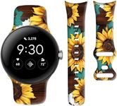 OZLNKPJL Compatible with Pixel Watch 2/1 Band for Women Men,Soft Silicone Waterproof Sport Replacement Strap for Pixel Watch 2 2023/ Pixel Watch 2022 Accessories,Cow Wood Grain Sunflower