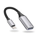 Lightning to USB Camera Adapter [Apple MFi Certified], IVSHOWCO iPhone to USB Female OTG Cable Adapter, iPad USB Adapter Supports USB Flash Drive, Card Reader, Mouse, Keyboard...