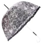 Chesoon Rose Lace Umbrella Plastic Wedding Party Ladies Parasol Rain Clear Dome Canopy Autometic Opened with Curved Handle,Black