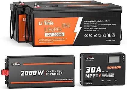 LiTime 5.12kWh Energy with Two 12V 200Ah Plus LiFePO4 Batteries, Bundled with a 12/24V 30A MPPT Solar Charger and a 12V 2000W Pure Sine Wave Inverter, for RVs, Off-Grid, Balcony Solution and More.