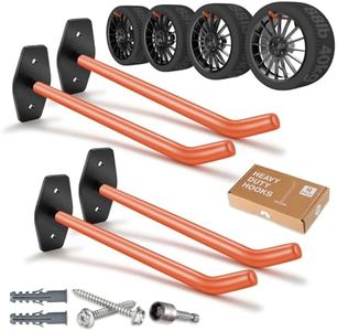 SunVFaFa 4 PCS Garage Hooks Heavy Duty Wall Mount, Tire Storage System with Anti-Slip Coating, Hang Heavy Tools for up to 88Lbs, for Bikes, Ladders, Chairs and Bulky Tools