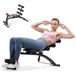 MERACH Ab Workout Machine, Adjustable Sit Up Bench, Abdominal Crunch Machine for Home Gym for Waist Abdomen Hips Legs, Max 136KG, for Sit Up/Air Bike/Abdominal Twisting/Leg Lifts Training etc, Black
