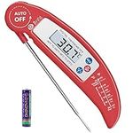 Criacr Meat Thermometer, Digital Cooking Thermometer, Food Thermometer with High Accuracy, Instant Read Foldable Probe Thermometer for Kitchen Cooking, BBQ, Milk, Christmas (Red), Battery Included