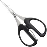 ALLEX Rubber Scissors Heavy Duty Sharp Japanese Stainless Steel 2", Precision Rubber Cutting Scissors Spring Loaded for Rubber Sheet, Rubber Stamp, Craft, Curved Blade Tips, Made in Japan, Black