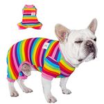 TONY HOBY Dog Pajamas, 4 Legged Dog Pajamas with Rainbow Stripe, Dog Jumpsuit Soft Lightweight for Small Medium Dog (Pink, Rainbow, M)