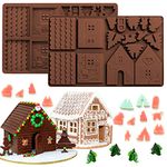 Whaline Christams Gingerbread House Baking Tray, Silicone Molds for Desserts, Chocolate, Candy,Cookies (2 Pieces)