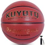 KUYOTQ Size 5 Kids/Youth Basketball 27.5" Indoor Outdoor Basketball Moisture Absorption Composite Leather Super Grip Anti-Slip Basketball Gifts for Game and Training (with Pump)