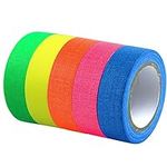 Dokpav 5 Rolls Fluorescent Cloth Tapes, UV Blacklight Reactive Neon Gaffer Tape Self Adhesive UV Blacklight Reactive Spike Tape Luminous Neon Gaffer Tapes Glow in The Dark Light Party Supplies (12.7mm x 5 m per Roll)