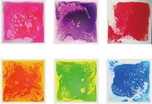 Crystiles Six (6) Assorted Color 12 Inch X 12 Inch Liquid Floor Tile - Yellow and Orange, Yellow and Green, Purple, Red, Pink, Blue