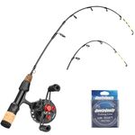 QualyQualy Ice Fishing Rod and Reel Combo 60cm M/ML Inline Ice Fishing Combos 2 Different Tips for Walleye Perch Panfish and Trout (60cm-Right Hand Retreive)