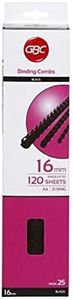 GBC Plastic 21 Loop Binding Comb, 16 mm, Black (Pack of 25)