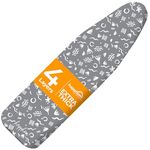 Ironing Board Cover and Pad Extra Thick Heavy Duty Padded 4 Layers, Silver Coated Ironing Board Cover, Non Stick Scorch and Stain Resistant Standard Size 15x54 inch with Elasticized Edges (Soft Grey)