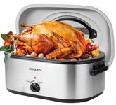 NECERO Roaster Oven, 24Qt Electric Roaster Oven with Visible Glass Lid, Electric Turkey Roaster Oven