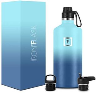 Iron Flask Narrow Mouth Bottle with Spout Lid, 1900 ml Capacity, Blue Waves