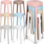 Nosiny 6 Pack Plastic Stackable Stools 18 Inch Portable Nesting Stack Stools Round Colorful Backless Bar Stool Seating for Home Party Office Classroom (Morandi Color)