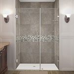 Aston Nautis GS 46" x 72" Completely Frameless Hinged Shower Door with Glass Shelves, Brushed Stainless Steel