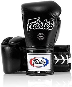 Fairtex BGL6 Handmade Leather Gloves| Optimal fist Closure with a Locked-Thumb Design| Premium Leather |Triple-Layered Foam |Lace-up Closure. Ideal for Boxing, MMA, and Kickboxing.(Black/12oz)