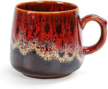 WDOPEN Ceramic Coffee Cup, Ceramic Mug for Men, Women, Unique Mugs with Handle for Coffee, Tea, Milk, Cocoa, Kiln Altered Glaze Craft (Red)