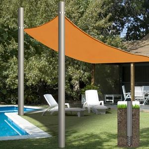 Yakmax Shade Sail Poles, Heavy Duty Sun Shade Poles, Screw in Poles for Sun Shades Outdoor, 12.1 FT Sun Shade Sail Poles with D-Clamps, 2.28" Sun Shade Pole Kit for Ground Soil Backyard, 2 Packs