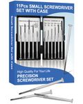 11Pcs Small Screwdriver Set with Hard Case, Tiny Mini Screw Driver Kit with 11 Different Size Screwdrivers, Precision Screwdriver Set for Eye Glasses, Jewelers, Watch, Repair