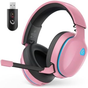 AOC 2.4GHz Wireless Gaming Headset for PS5, PS4, Switch, 45Hr, Blush Pink