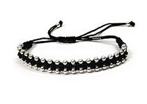 KUKSHYA JEWELLERS Exclusive 925 Sterling Silver BALLS Black Threaded Anklet For Women & Girls Adjustable 1 Piece(TP 071)