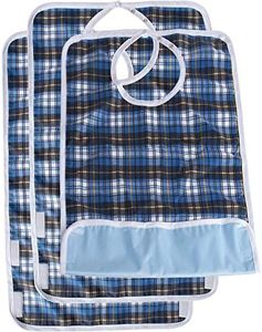 Medokare Adult Bib Clothing Protector - Adult Bibs for Men and Women, Machine Washable Reusable Bibs, Pack of 3, Blue