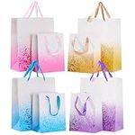 THE TWIDDLERS - 8 Colourful Gift Bags for Christmas with Ribbon Handles for Xmas, Birthday Party Present, All Occasions - Assorted Colours & Sizes - 18cm x 23cm & 32cm x 26 cm, Present Bags