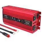 Yinleader Power Inverter 1500W/3000W(Peak) DC 12V to 110V AC Converter with Intelligent LCD Display Dual AC Outlets Dual USB Charger for RV Caravan Truck Laptop(Red)