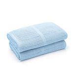 Bloomsbury Mill - Cellular Blankets Baby - Soft 100% Organic Cotton Baby Blanket - Pack of 2 - Baby Essentials For Newborn - Ideal for Cot Bed, Travel, Car Seat, Pram, Moses Basket - Blue 75x95cm